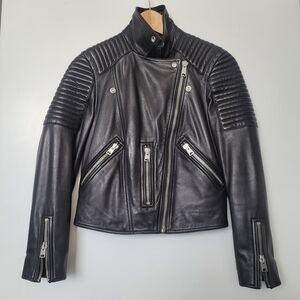 All Saints Kimber Biker Leather Moto Jacket US 0